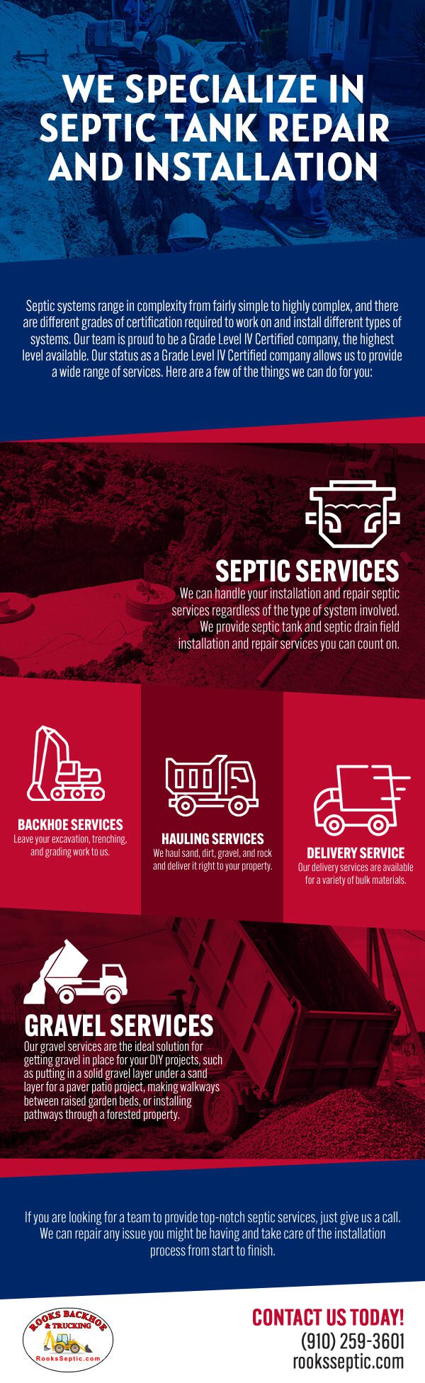 We specialize in septic tank repair and installation services